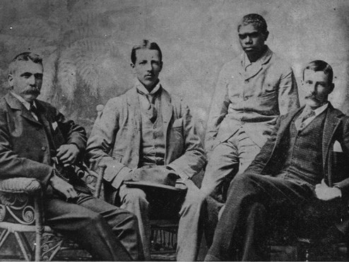 A historic image of David Carnegie and his exploration team.