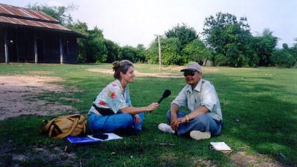 Lynne Malcolm field recording in Thailand