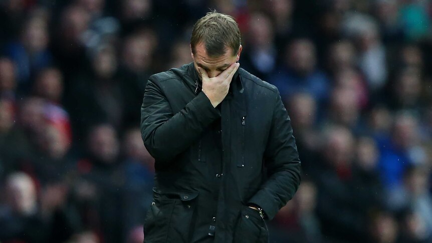 Poor form ... Brendan Rodgers after Liverpool's defeat to Manchester United