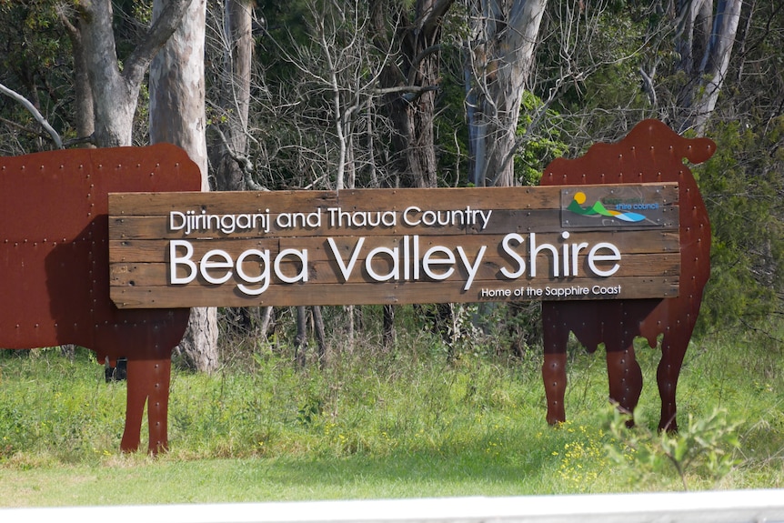 a sign among the trees preparing Bega Valley Shire