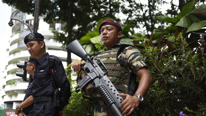 Malaysian security forces and police in Kuala Lumpur
