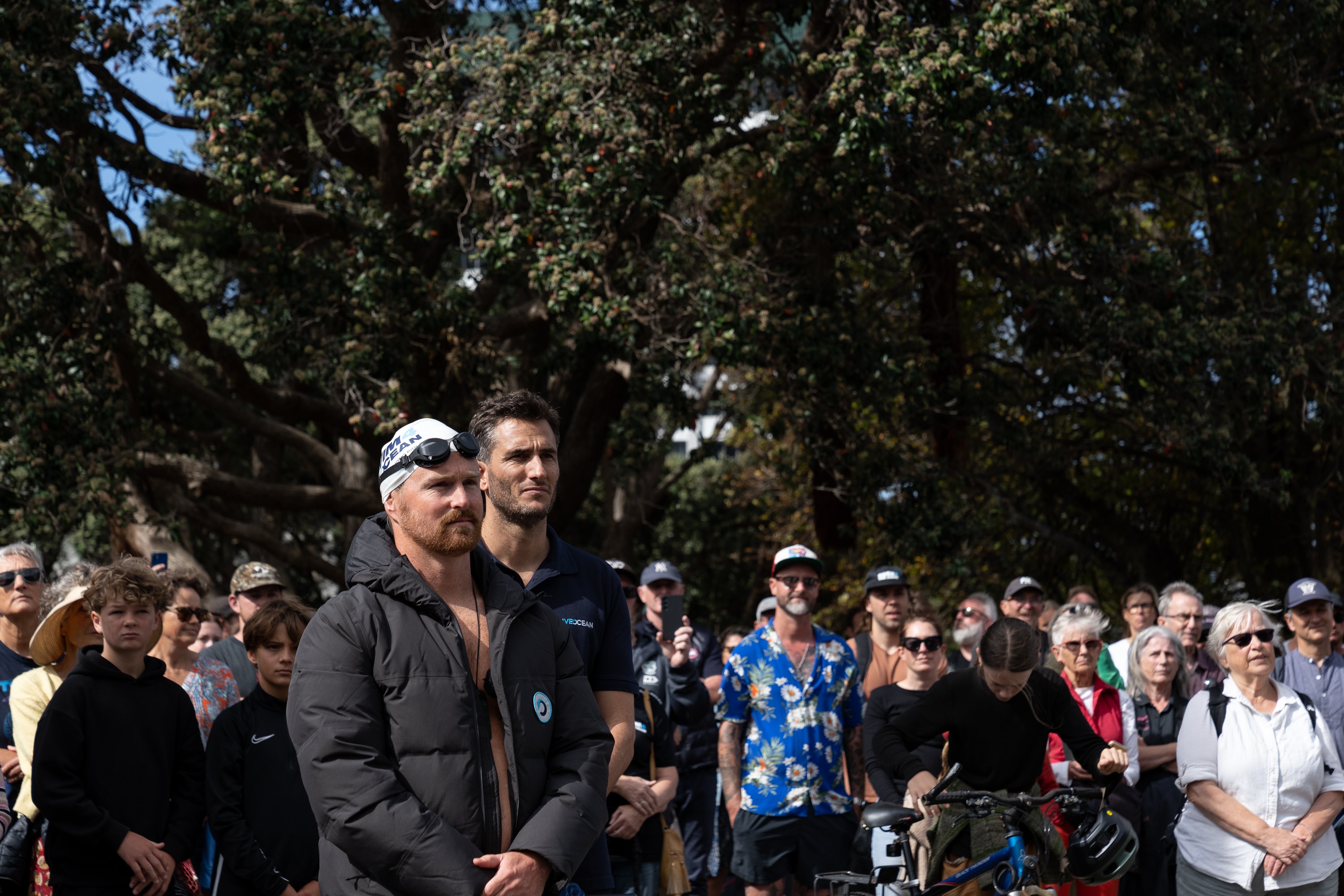 Jono Ridler and Blair Tuke stand outside Parliament