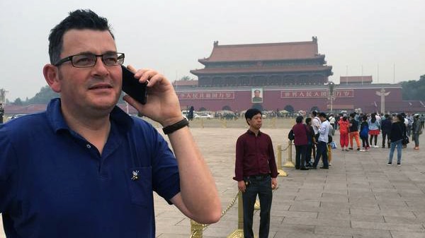 Victorian Premier Daniel Andrews at Tiananmen Square in China.