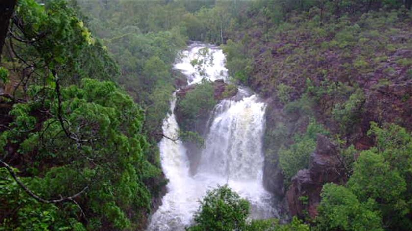 Huge amounts of water gushed down Florence Falls after a Tropical Low swept through the Top End