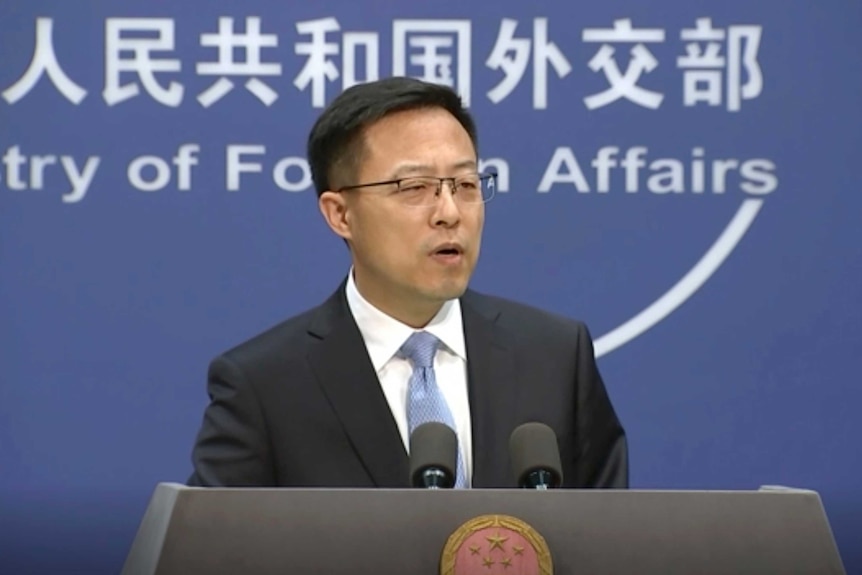 Chinese Foreign Ministry spokesperson Zhao Lijian speaks at a briefing in Beijing