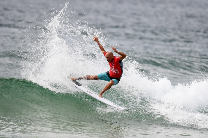 Kelly Slater surfs in the Sydney Surf Pro at Manly, Sydney.