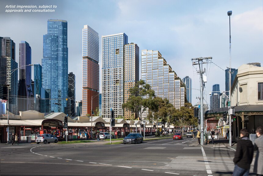 An artist's render of a development at Melbourne's Queen Vic Markets