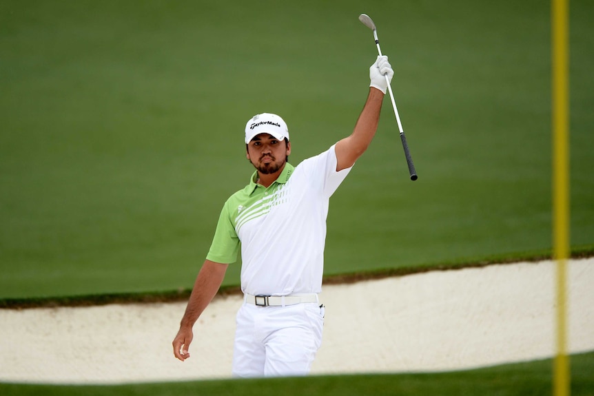 Australia's Jason Day eagles the second hole in his final round at the Masters.