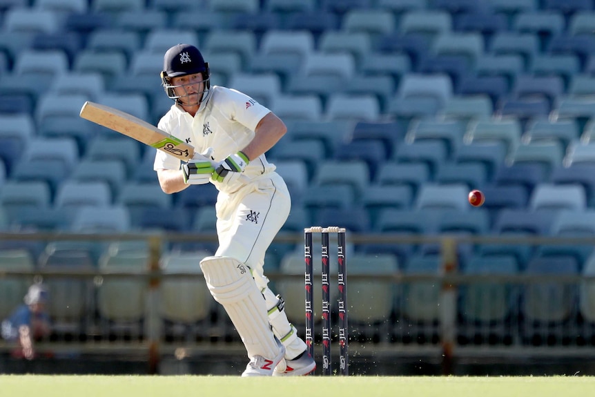 Wil Pucovski plays a shot to the leg side against Western Australia at the WACA ground.