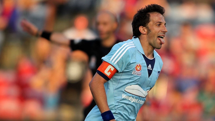 On target ... Alessandro Del Piero celebrates after scoring from the penalty spot