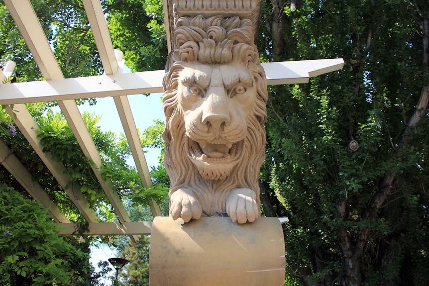 One of the stone lions at St David's Park