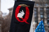 QAnon flag with rabbit