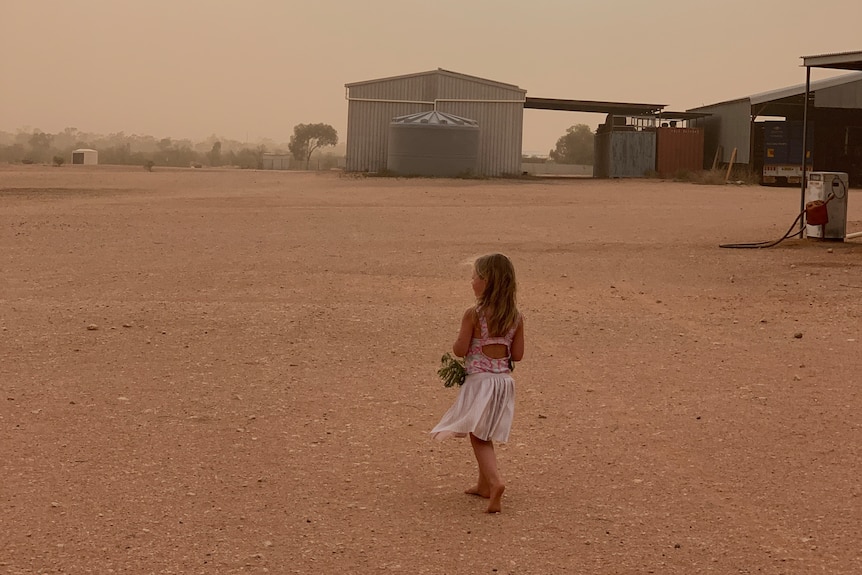 Indi Wilson at Yalda Downs after a dust storm