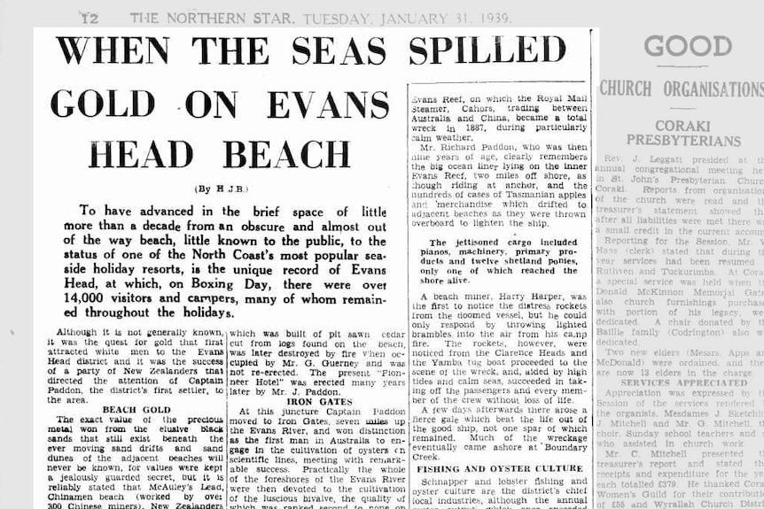 1939年《北极星报》的一篇文章概述了华人海滩的金矿开采史。