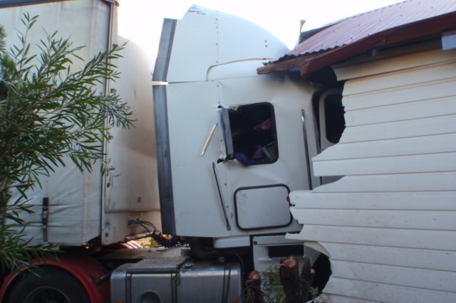 A close up of a truck which crashed into a house in Wickepin. March 12, 2016.