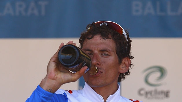 Ballarat salute...Filippo Pozzato won the 130-kilometre World Cycling Classic on Sunday.