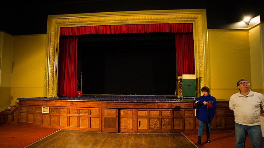 The stage of the Wynyard Wharf Hotel theatre.