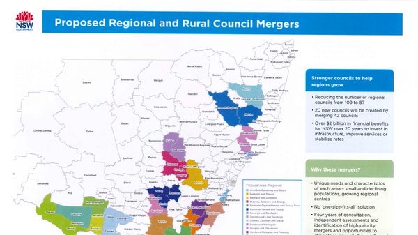 NSW map showing proposed mergers