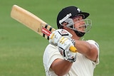 Jesse Ryder hits a six against Australia A