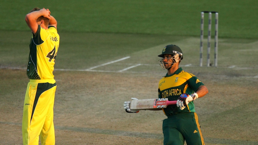 JP Duminy turns for a run against Australia