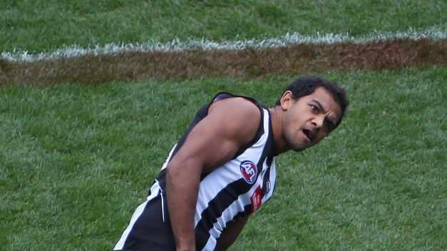 Milestone man...Leon Davis marked his 200th game for Collingwood with three goals.