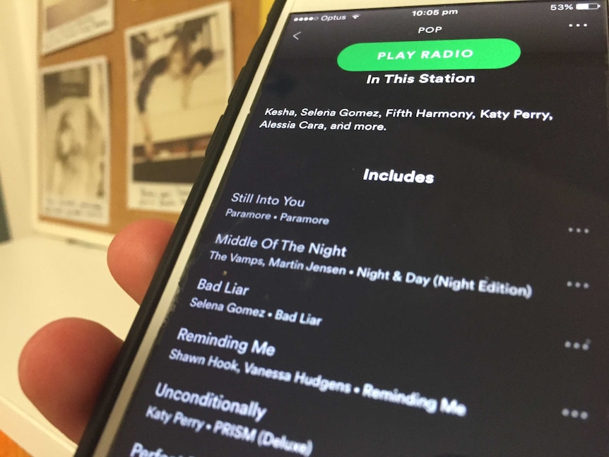 Spotify app on a mobile phone