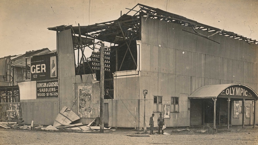 A factory with its roof blown off