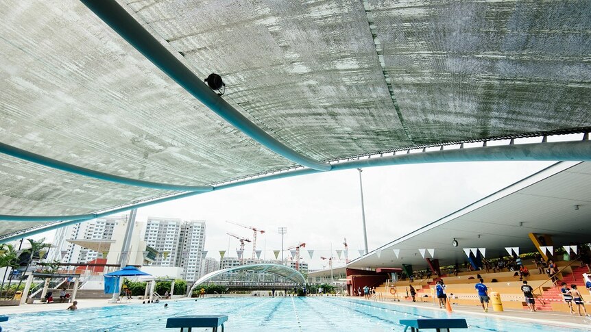 A large public swimming pool