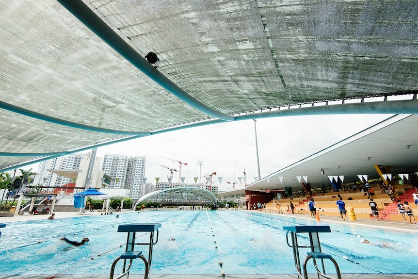 A large public swimming pool