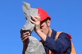 Nick Steur balancing rocks.