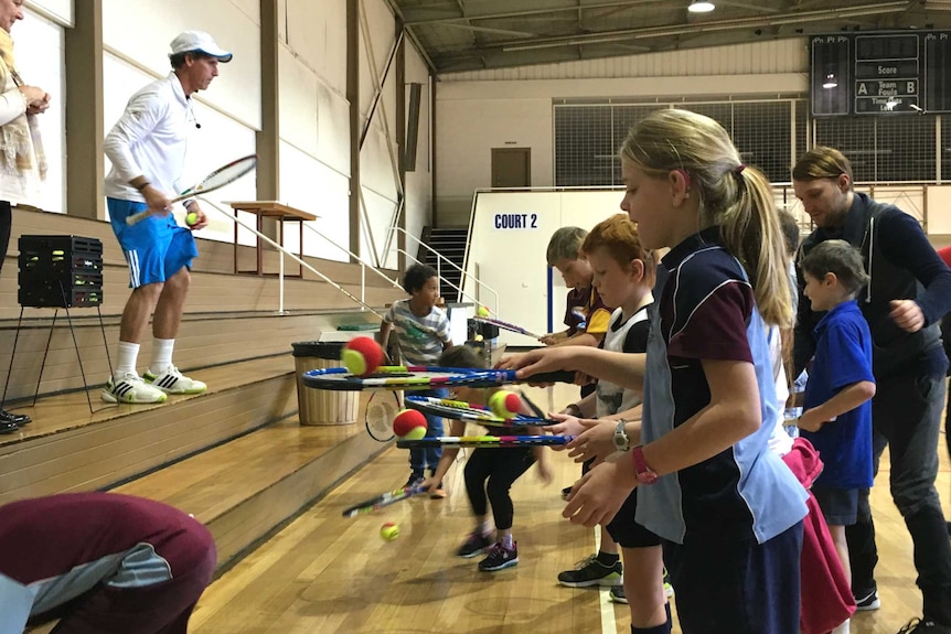 Deaf and hearing impaired children participating in a sports workshop in Hobart May 2016
