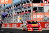 Ford driver Scott McLaughlin drives to victory in race 25 of Supercars Championship in Newcastle.