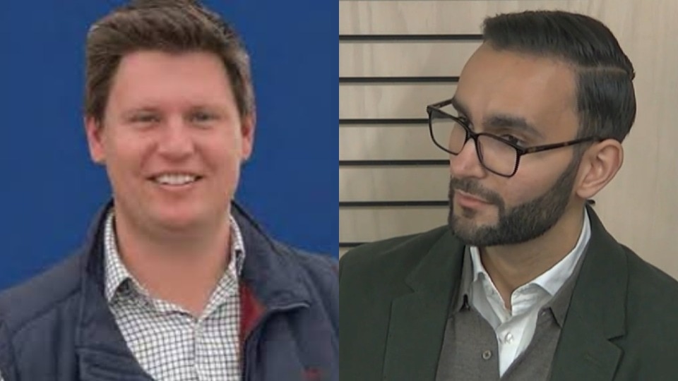 A composite image of a smiling Chris in a vest and Robert, who wears glasses and a dark jacket.