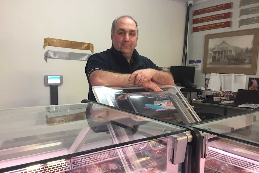 Butcher Matthew Nicholas in his shop.