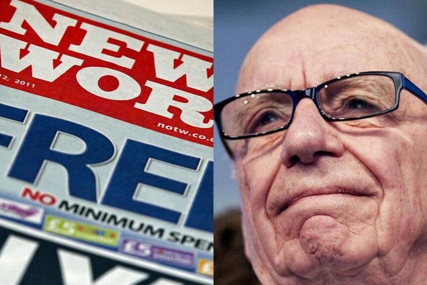 Composite: News on the World and Rupert Murdoch (Reuters)
