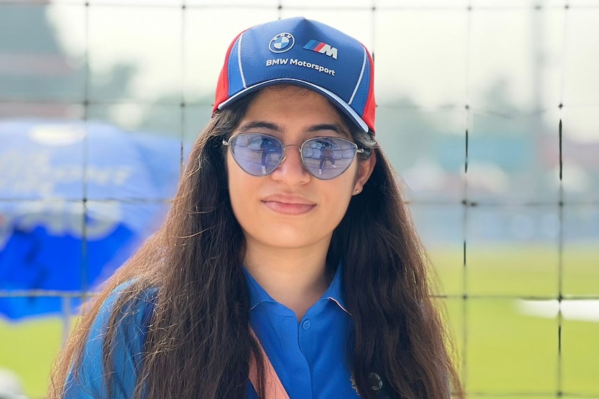 Muskan Kathuria poses for a photo at an Indian Test Match.