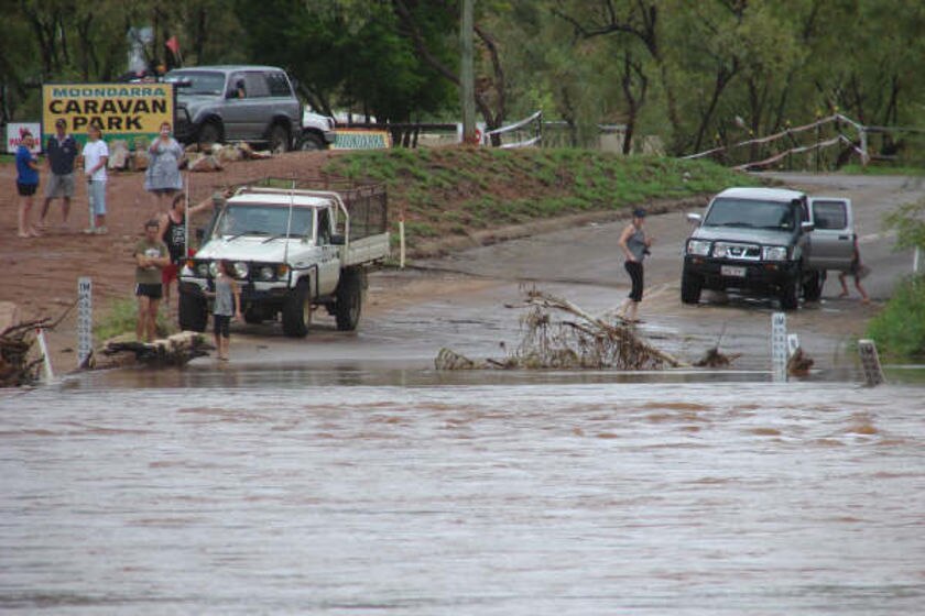 Photo of flooded road in Mount Isa on January 4, 2009