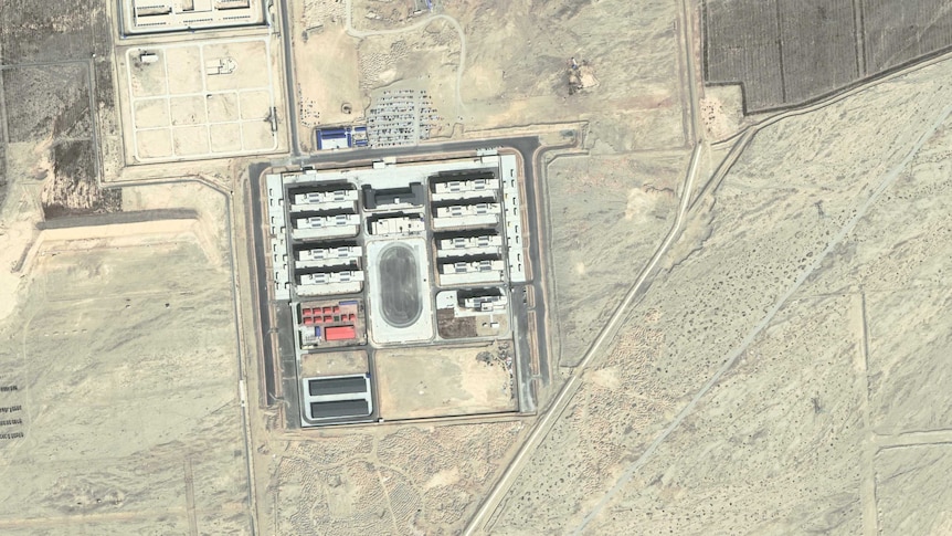 A satellite image of the Korla re-education camp.