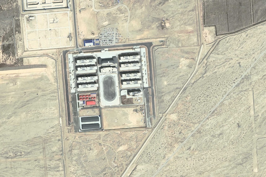 A satellite image of the Korla re-education camp.