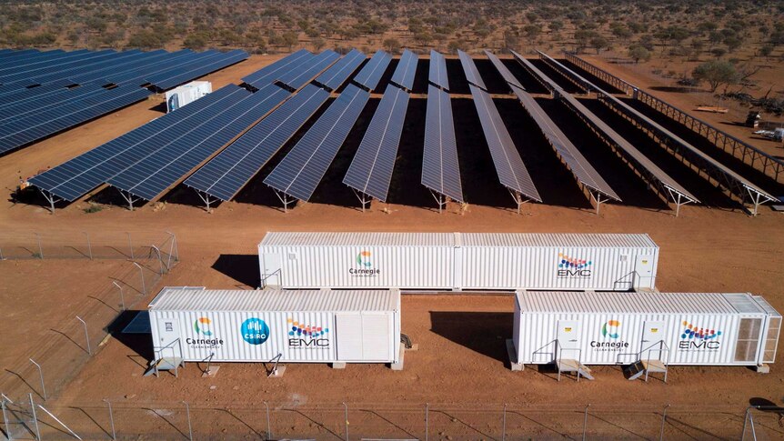 Sealed batteries will store the energy collected from solar panels at the Murchison astronomy zone.