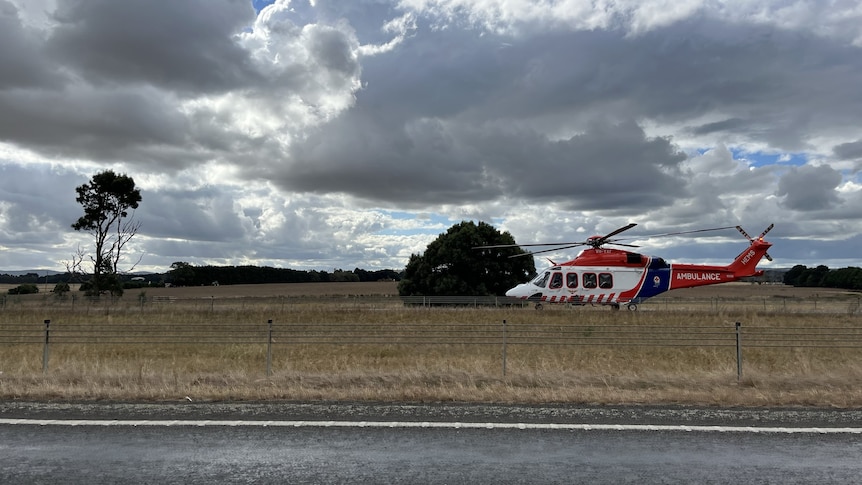 An air ambulance in a field