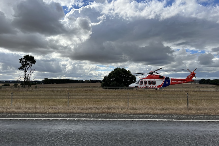 An air ambulance in a field