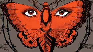 Orange butterfly face artwork by Jala Mahamede for the cover of his album