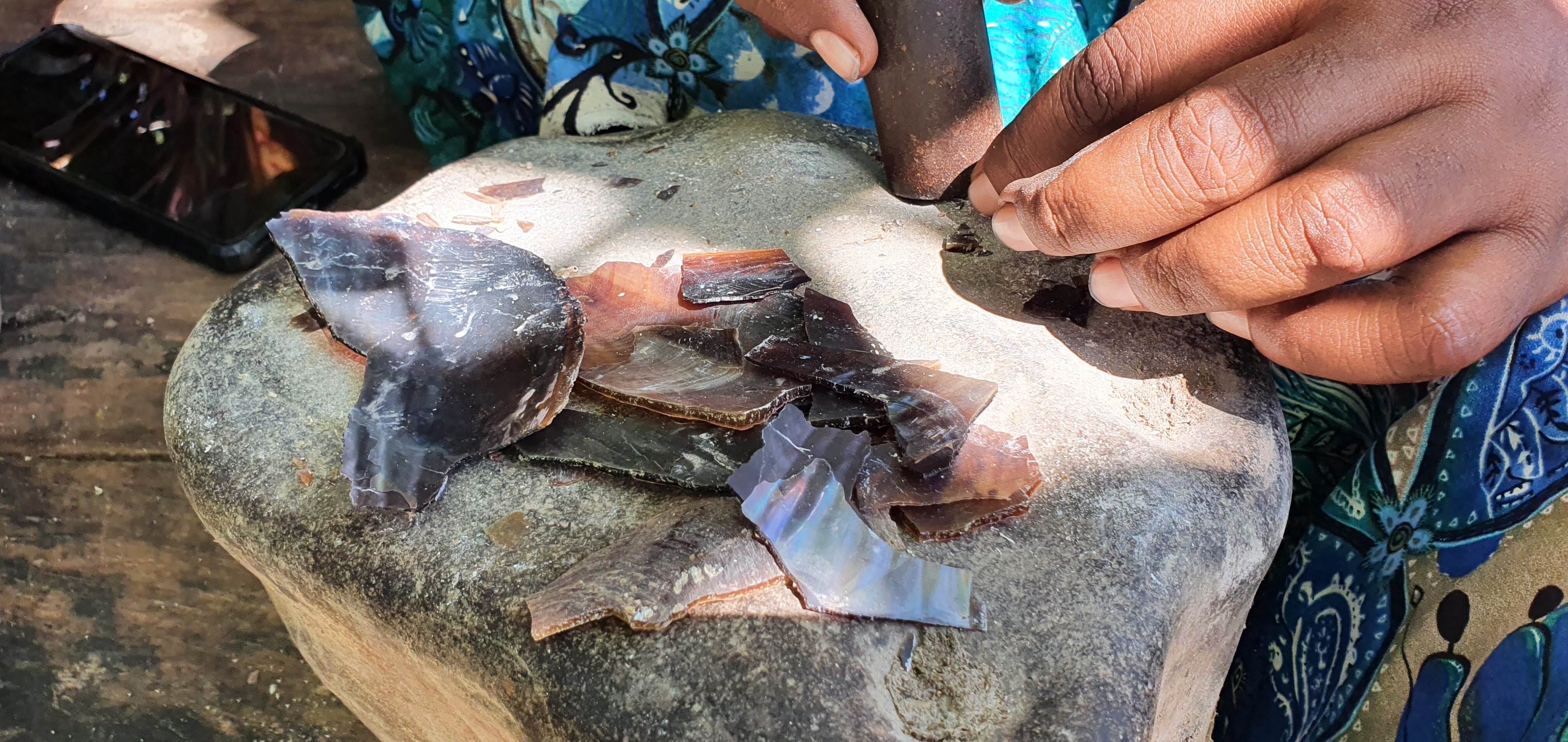 Some of the shells used in the shell money making process