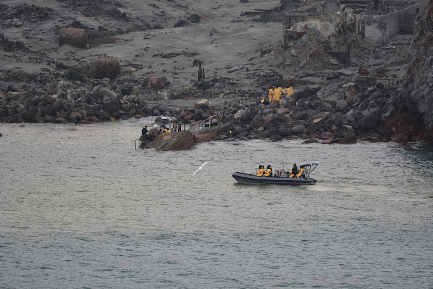 A boat near a barren landscape