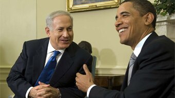 Israeli Prime Minister Benjamin Netanyahu and US President Barack Obama speak during a meeting in the Oval Office of the Whit...