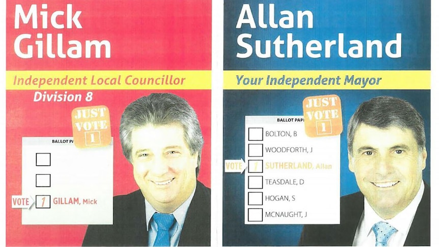 Voting cards for Moreton Bay independent councillors Mick Gillam and Allan Sutherland