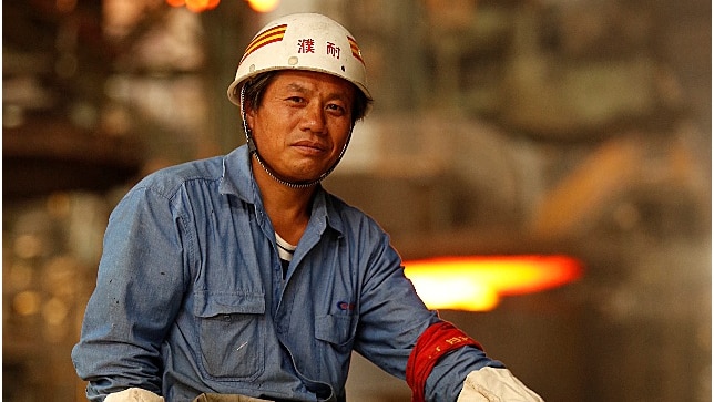 Portrait of a Chinese steel mill worker