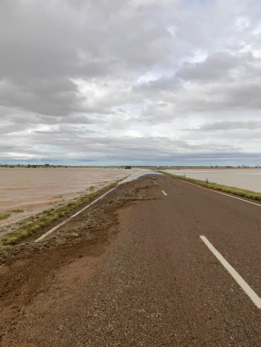 A flooded outback road