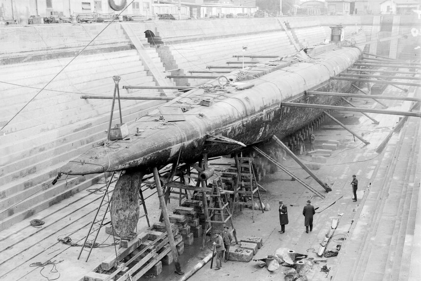 A submarine under construction.